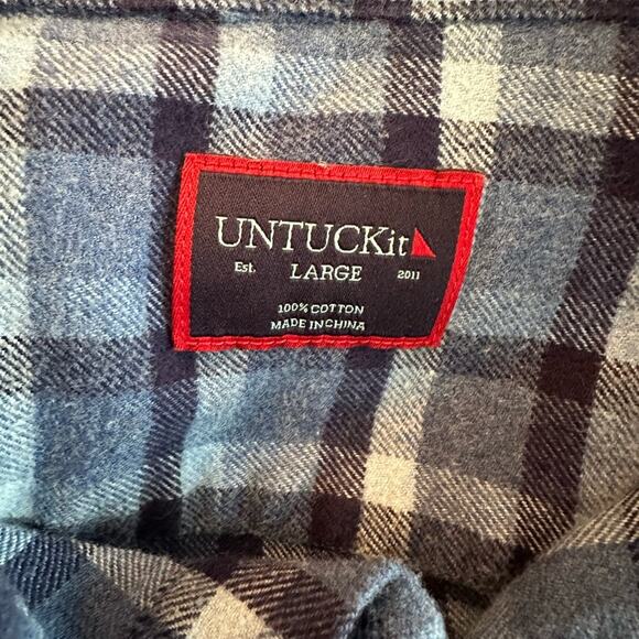 UNTUCKit Flannel Caylise Shirt Blue Size Large - Picture 4 of 8